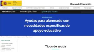 Ajuts per alumnat amb necessitats específiques de recolzament educatiu